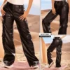 Pantalón Efecto Cuero Negro para Mujer – Moda Elegante y Versátil Ref: 73860